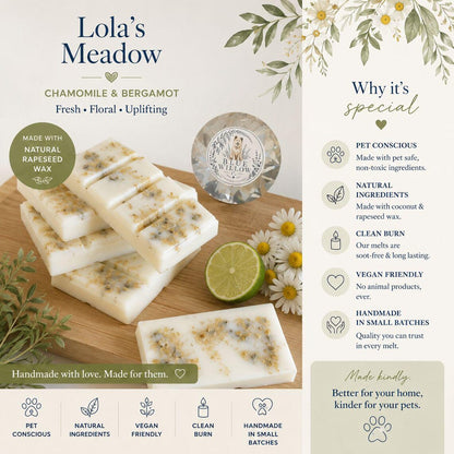 Lola’s Meadow – Bergamot + Chamomile Wax Melt Snap Bar